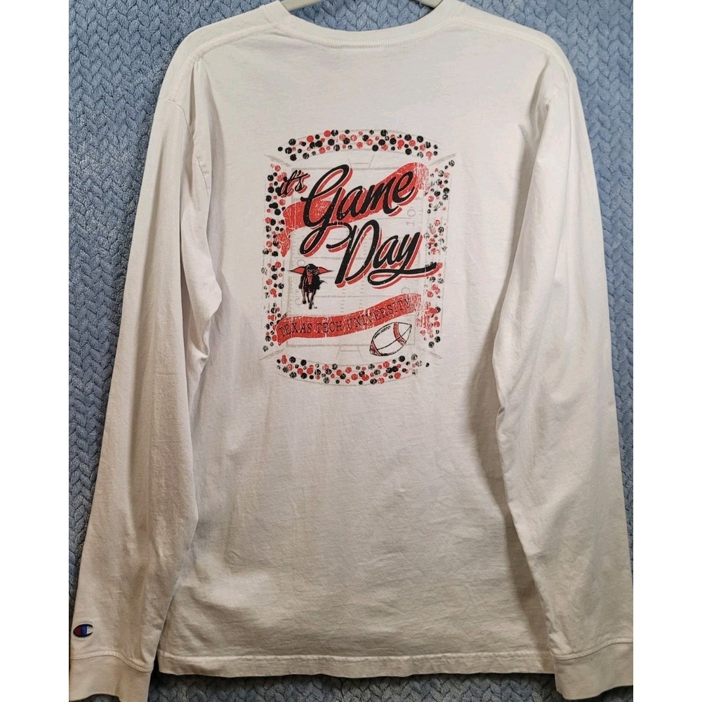 Champion Texas Tech Game Day T Shirt Mens Size Large Long‎ Sleeve Graphic Print